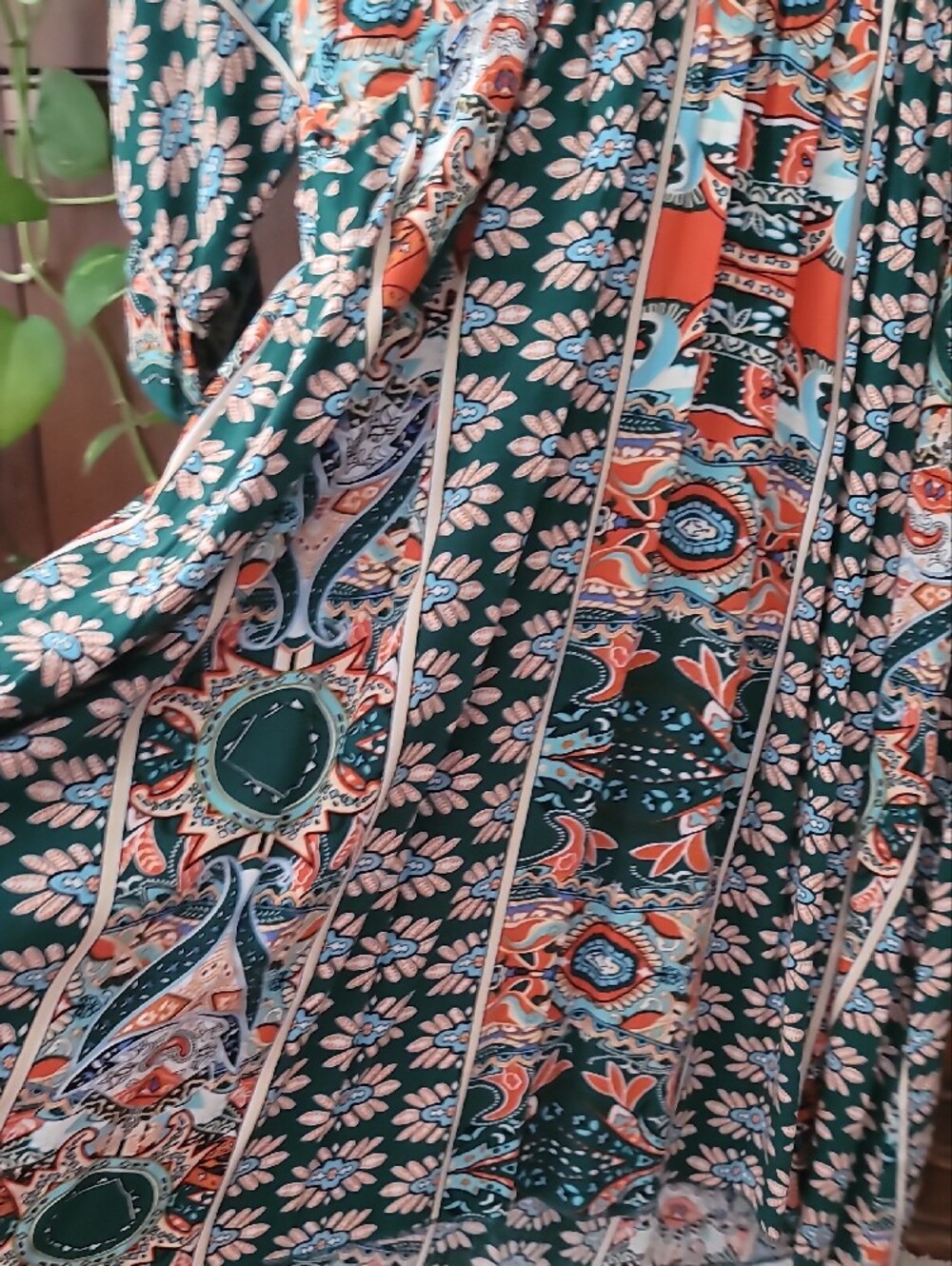 Boho Floral Paisley Tunic Dress in Teal & Coral - Picture 6 of 16